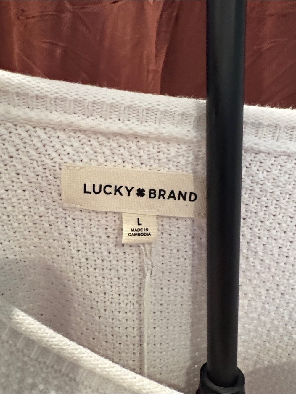Lucky Brand White V-Neck Knit Sweater - Picture 2 of 8